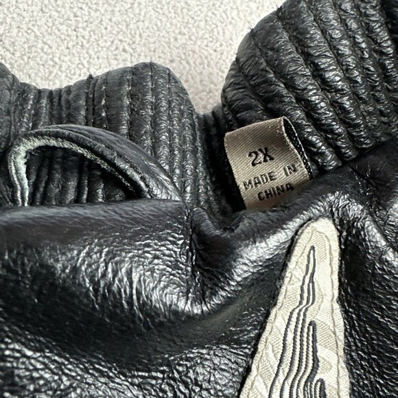 Vintage Max USA Leather Jacket Embroidered Patterned Design Hip Hop Y2K 90s XXL - Picture 4 of 16